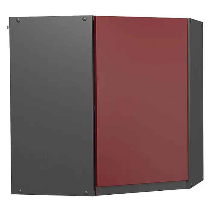 Vicco Eckhängeschrank R-Line, Rot, 57 cm -  - Modulare Aufbewahrungseinheit in Dunkelgrau und Dunkelrot mit sichtbaren Nieten.