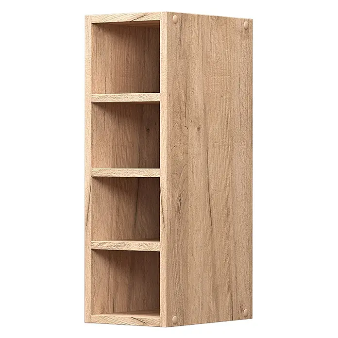 Vicco Schrankküche R-Line Goldkraft Eiche - Goldkraft Eiche, Regalhängeschrank 20 cm - Regal aus hellem Holzdekor mit vier offenen Fächern und sichtbarer Maserung.