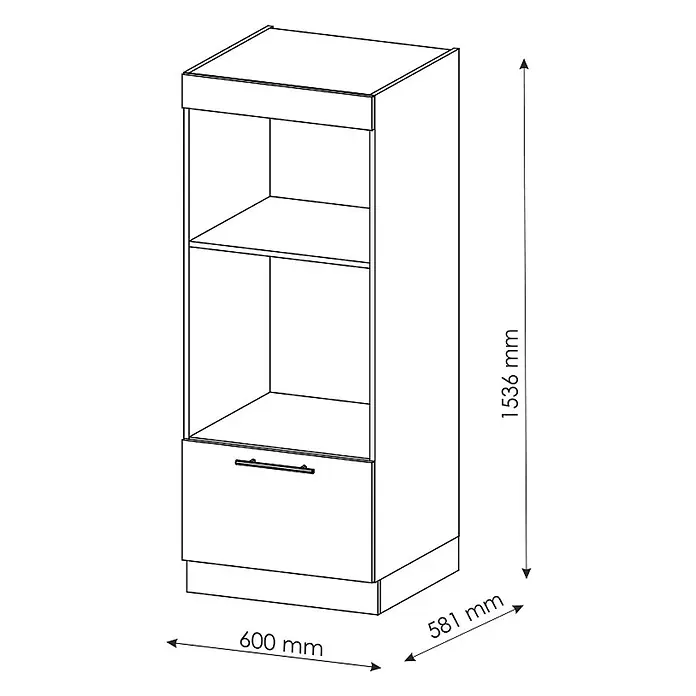Vicco Schrankküche Fame-Line Grün-Gold Landhaus offen - Grün-Gold Landhaus, Mikrowellenumbauschrank 60 cm - Hoher Küchenschrank mit offenen Fächern für Einbaugeräte und einer Schublade unten. Maße: 1536x600x581mm.