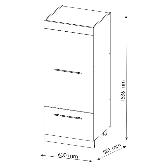 Vicco Schrankküche Fame-Line Goldkraft Eiche - Goldkraft Eiche, Mikrowellenschrank 60 cm (voll) - Hoher weißer Küchenschrank mit zwei großen Schubladen, horizontalen Stangengriffen und Sockel.