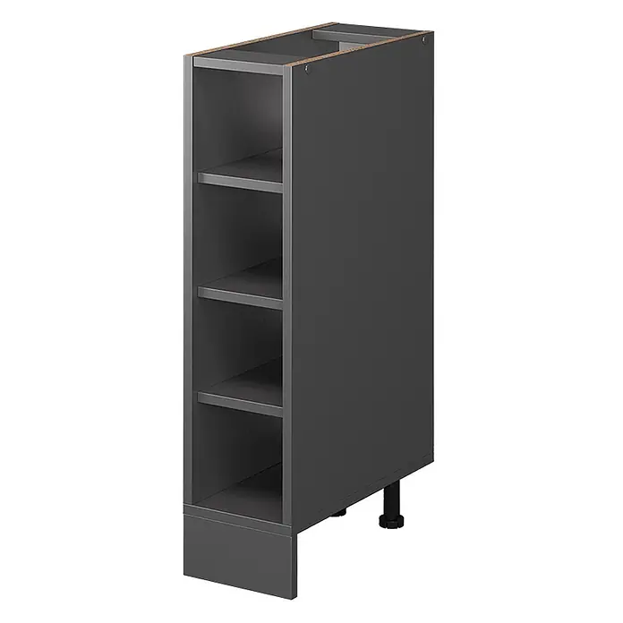Vicco Schrankküche R-Line Anthrazit ohne Arbeitsplatte - Anthrazit, Regalunterschrank 20 cm - Dunkelgrauer schmaler Unterschrank mit fünf offenen Fächern und verstellbaren Füßen für kompakten Stauraum.
