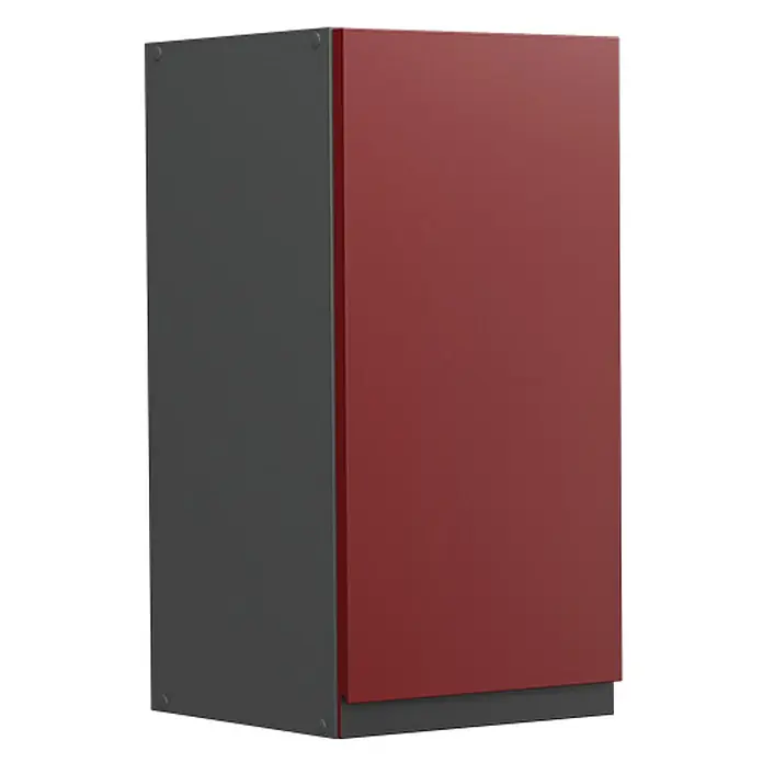 Vicco Schrankküche R-Line Rot J-Shape - Rot, Hängeschrank 30 cm grifflos - Moderner Schrank mit dunkelgrauem Korpus und roter Tür.
