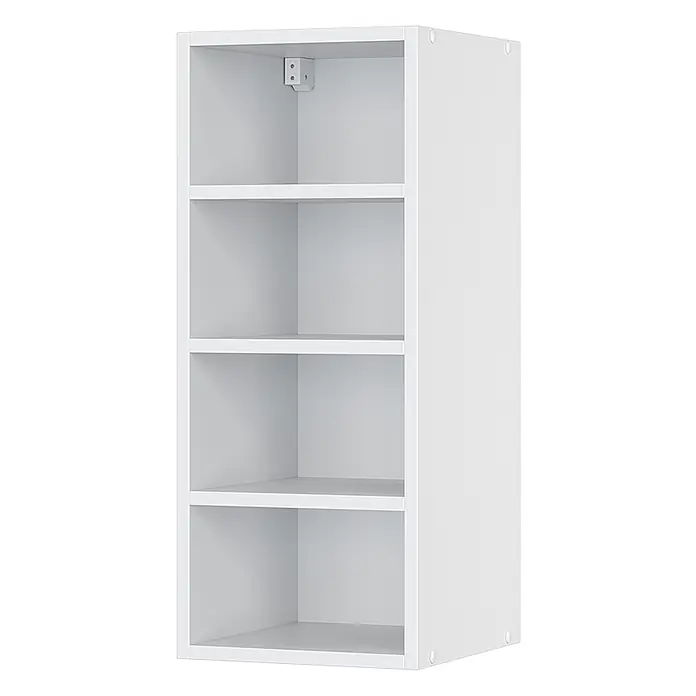 Vicco Schrankküche Fame-Line Weiß - Weiß, Regalhängeschrank 30 cm - Weißes, modulares Regal mit vier offenen Fächern und einer Wandbefestigung im oberen Bereich.