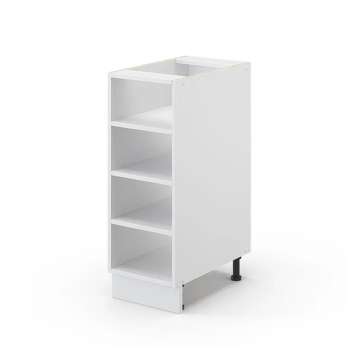 Vicco Schrankküche Fame-Line Weiß ohne Arbeitsplatte - Weiß, Regalunterschrank 30 cm - Weißer Küchenunterschrank mit offenen Regalen und verstellbaren Füßen.