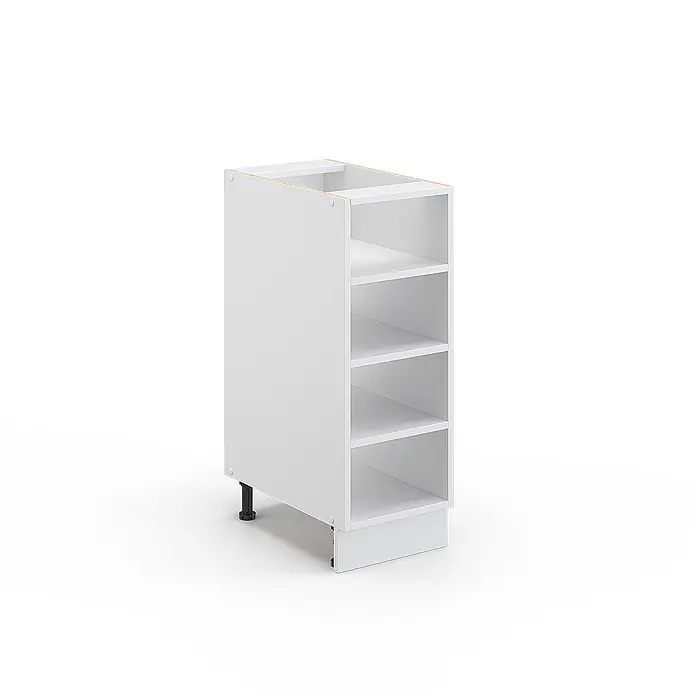 Vicco Schrankküche Fame-Line Weiß ohne Arbeitsplatte - Weiß, Regalunterschrank 30 cm - Weißer schmaler Küchenunterschrank mit vier offenen Fächern und verstellbaren Füßen.