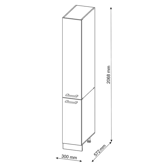 Vicco Apothekerschrank R-Line, Goldkraft Eiche, 30 cm -  - Hoher, schmaler Schrank mit zwei Türen und Griffen, Maße: 2068 mm H x 300 mm B x 572 mm T.