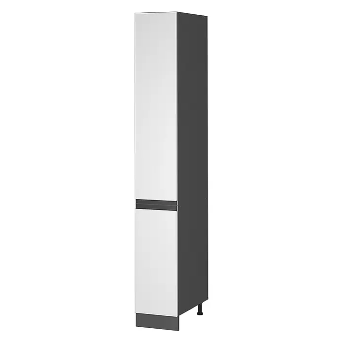 Vicco Apothekerschrank R-Line, Weiß, 30 cm -  - Hoher weiß-dunkelgrauer Schrank mit zwei Türen, Sockel und verstellbaren Füßen.