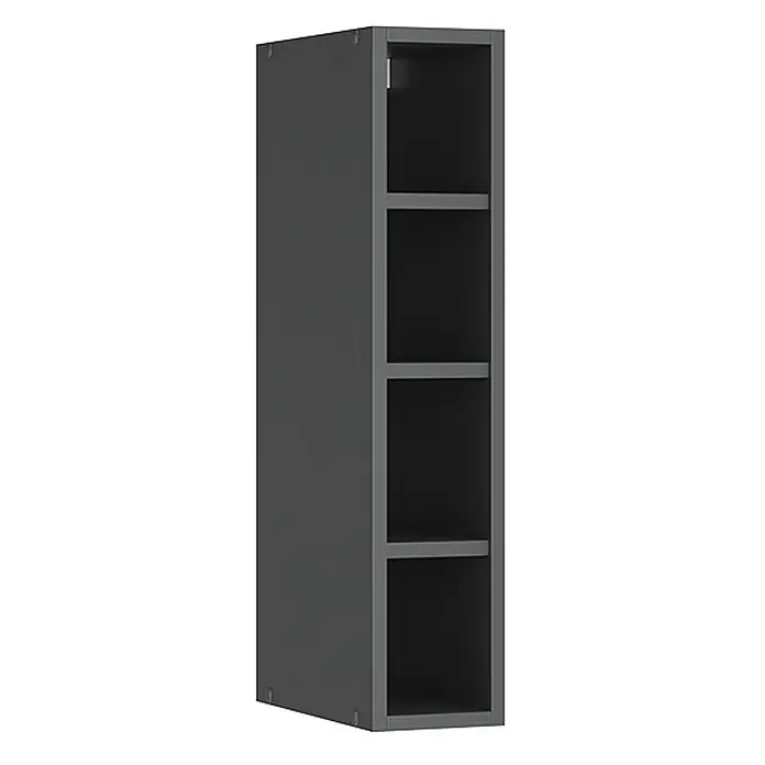 Vicco Schrankküche Fame-Line Anthrazit - Anthrazit, Regalhängeschrank 15 cm - Hohes, dunkelgraues schmales Regal mit vier offenen Fächern.