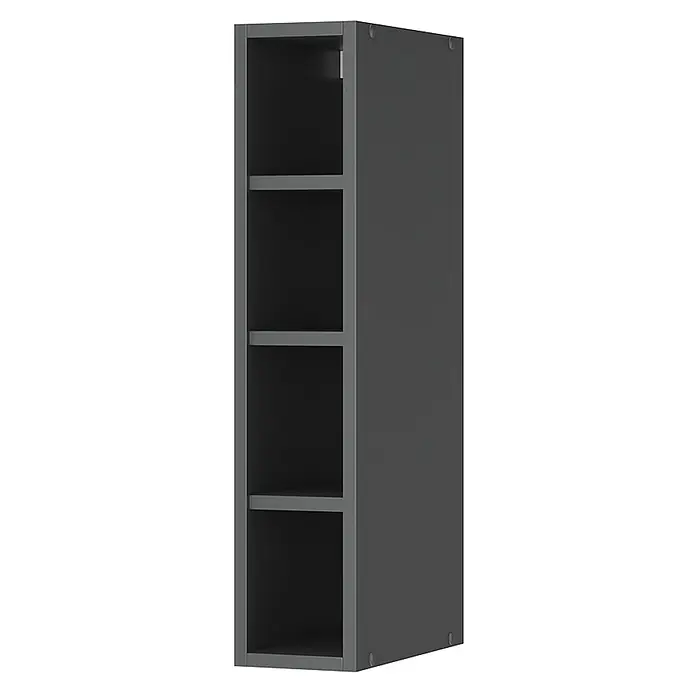 Vicco Schrankküche Fame-Line Anthrazit - Anthrazit, Regalhängeschrank 15 cm - Dunkelgraues vertikales modulares Regal mit vier offenen Fächern.