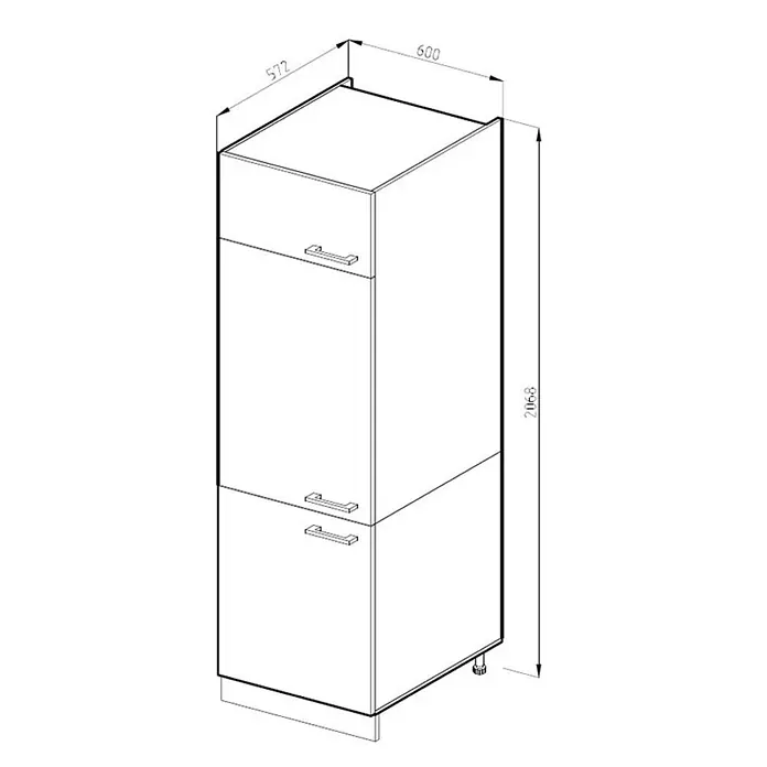 Vicco Schrankküche R-Line Rot J-Shape - Rot, Kühlumbauschrank grifflos - Weißer Hochschrank mit mehreren Staufächern und Griffen, Maße 600x572x2068mm. Mit verstellbaren Füßen.