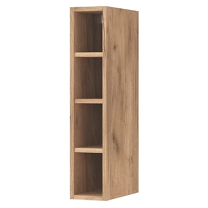 Vicco Schrankküche Fame-Line Goldkraft Eiche - Goldkraft Eiche, Regalhängeschrank 15 cm - Hohes, schmales Regal in heller Eichenoptik mit mehreren offenen Fächern.