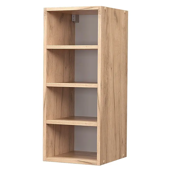 Vicco Schrankküche Fame-Line Goldkraft Eiche - Goldkraft Eiche, Regalhängeschrank 30 cm - Helles Holzregal mit vier offenen Ablagefächern.