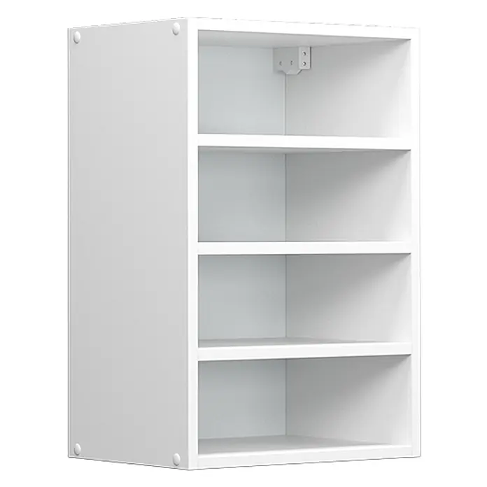 Vicco Schrankküche R-Line Weiß - Weiß, Regalhängeschrank 40 cm - Weißes Regal mit vier Fächern, sichtbarer Halterung und Schraubkappen.