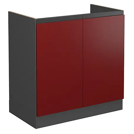 Vicco  Schrankküche R-Line Rot J-Shape, ohne Arbeitsplatte