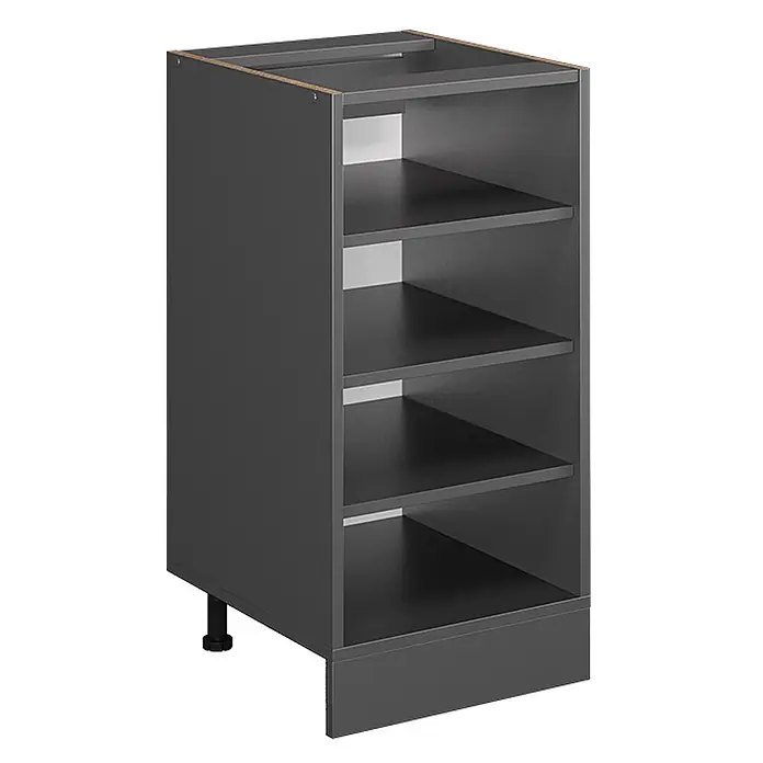 Vicco Schrankküche R-Line Anthrazit ohne Arbeitsplatte - Anthrazit, Regalunterschrank 40 cm - Dunkelgrauer Unterschrank mit vier offenen Fächern und Sockelblende.