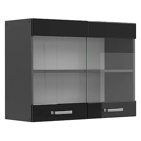 Vicco  Schrankküche R-Line Schwarz Hochglanz