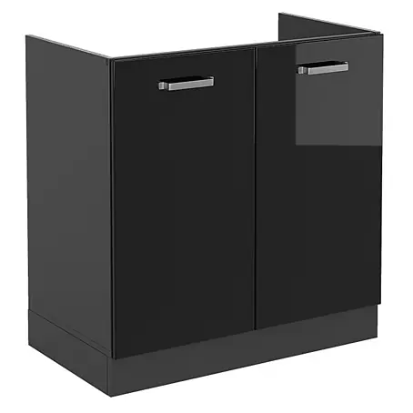 Vicco  Schrankküche R-Line Schwarz Hochglanz ohne Arbeitsplatte