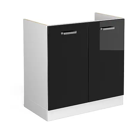 Vicco  Schrankküche R-Line Schwarz Hochglanz ohne Arbeitsplatte