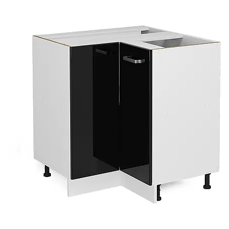 Vicco Eckunterschrank R-Line, Schwarz Hochglanz, 75.6 cm