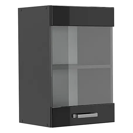 Vicco  Schrankküche R-Line Schwarz Hochglanz
