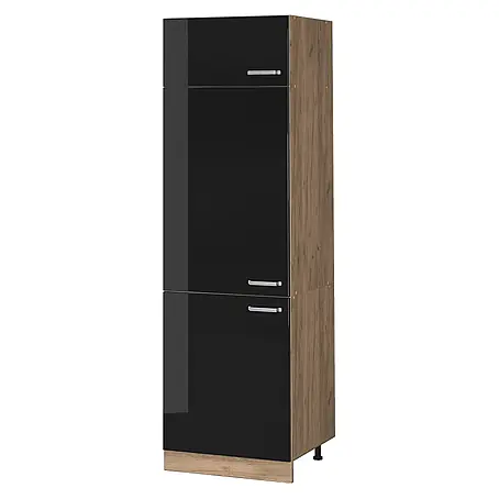 Vicco Kühlumbauschrank R-Line, Schwarz Hochglanz, 60 cm