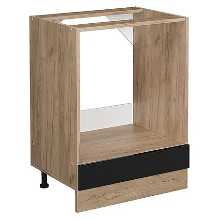 Vicco Herdumbauschrank R-Line, Schwarz Hochglanz, 60 cm