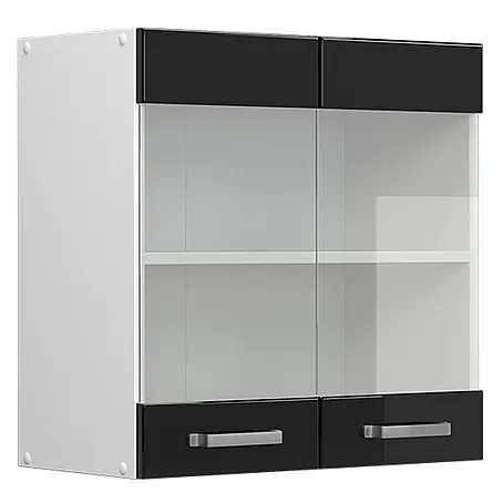 Vicco  Schrankküche R-Line Schwarz Hochglanz