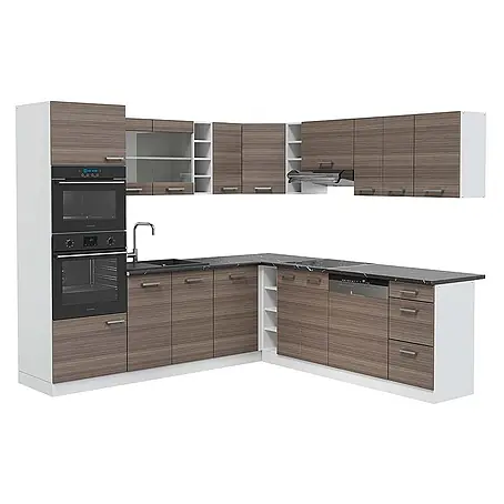 Vicco  Eckküche R-Line Edelgrau/Weiß, AP Anthrazit