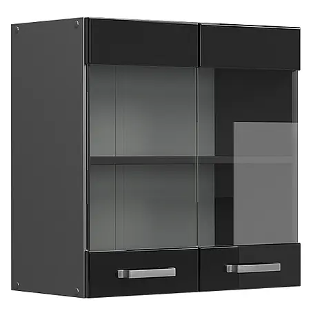 Vicco  Schrankküche R-Line Schwarz Hochglanz
