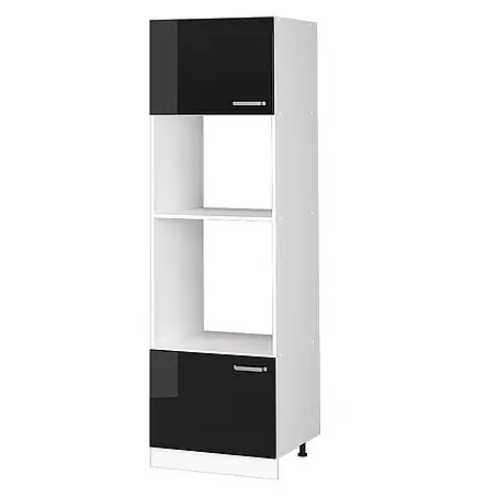 Vicco Mikrowellenschrank R-Line, Schwarz Hochglanz, 60 cm