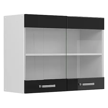 Vicco  Schrankküche R-Line Schwarz Hochglanz