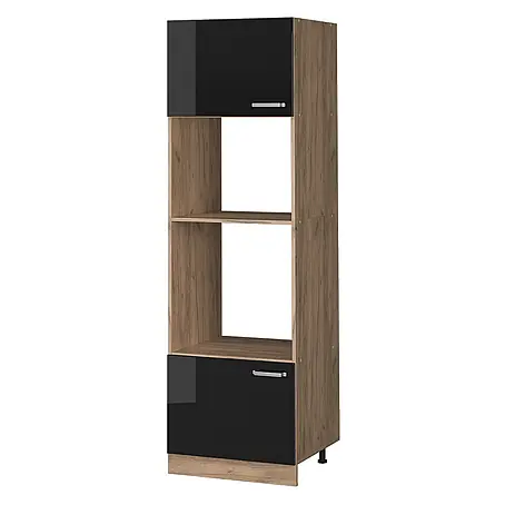 Vicco Mikrowellenschrank R-Line, Schwarz Hochglanz, 60 cm