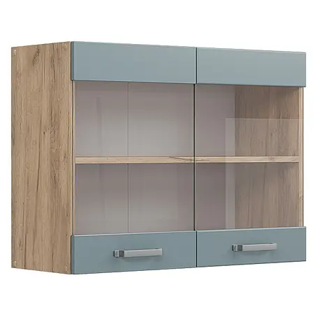 Vicco  Schrankküche R-Line Blau-Grau