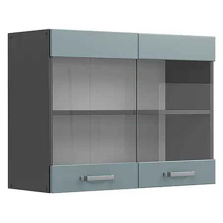 Vicco  Schrankküche R-Line Blau-Grau