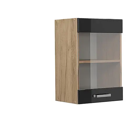 Vicco  Schrankküche R-Line Schwarz Hochglanz