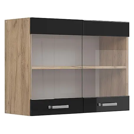 Vicco  Schrankküche R-Line Schwarz Hochglanz