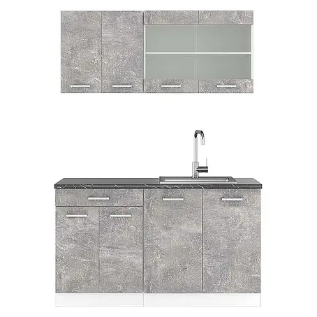 Vicco  Singleküche R-Line Beton/Weiß, AP Anthrazit