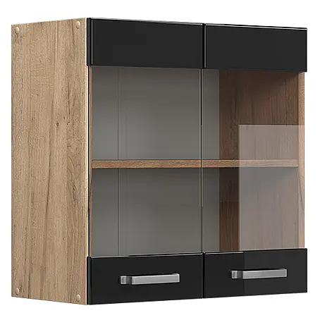 Vicco  Schrankküche R-Line Schwarz Hochglanz