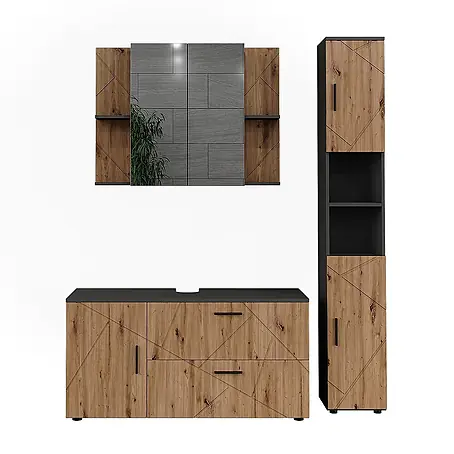 Vicco  Badmöbel-Set Irma Anthrazit/Artisan 3 Teile