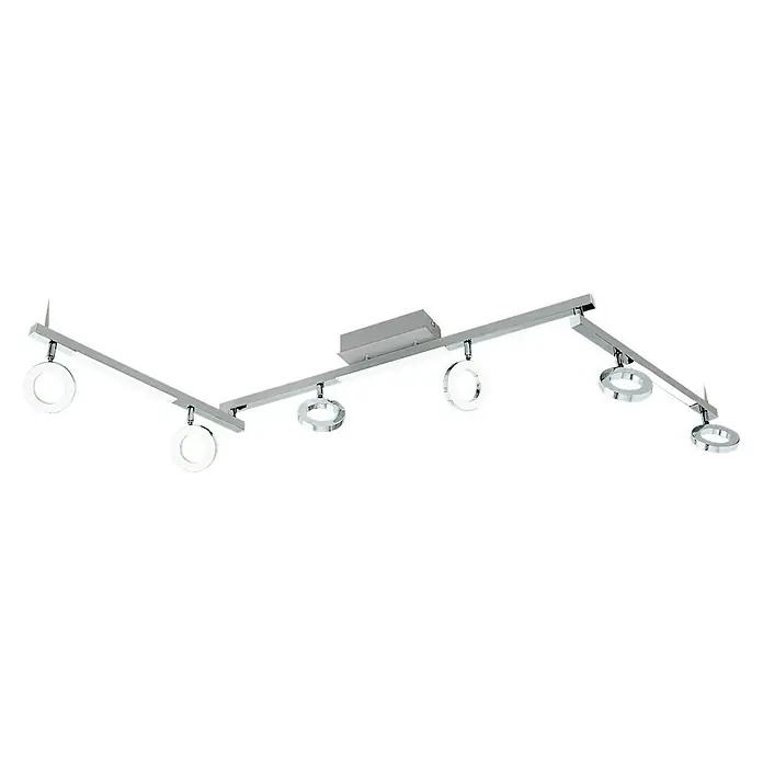 Eglo LED-Deckenstrahler Cardillio 1 - 29,1 W, Chrom, Warmweiß - Bild einer modernen, verchromten LED-Deckenleuchte mit mehreren runden Leuchtenköpfen, die ein stilvolles Ambiente erzeugt.