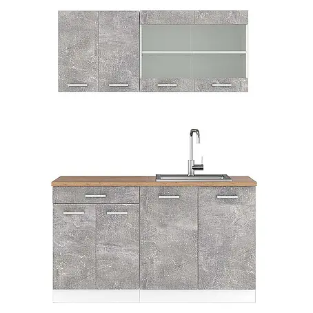 Vicco Küchenzeile R-Line, Beton, 140 cm