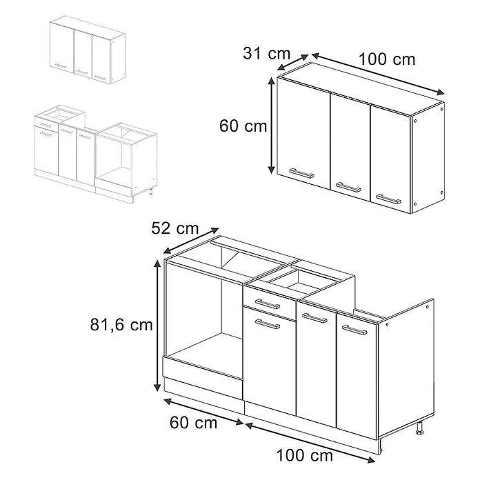 Vicco Singleküche R-Line Weiß Hochglanz/Weiß mit Herdumbauschrank und Spüle mit AP - Weiß Hochglanz, Mit AP Eiche, mit Spüle - Weißes modulares Küchenschrank-Set mit Hänge- und Unterschränken für Spüle und Stauraum.