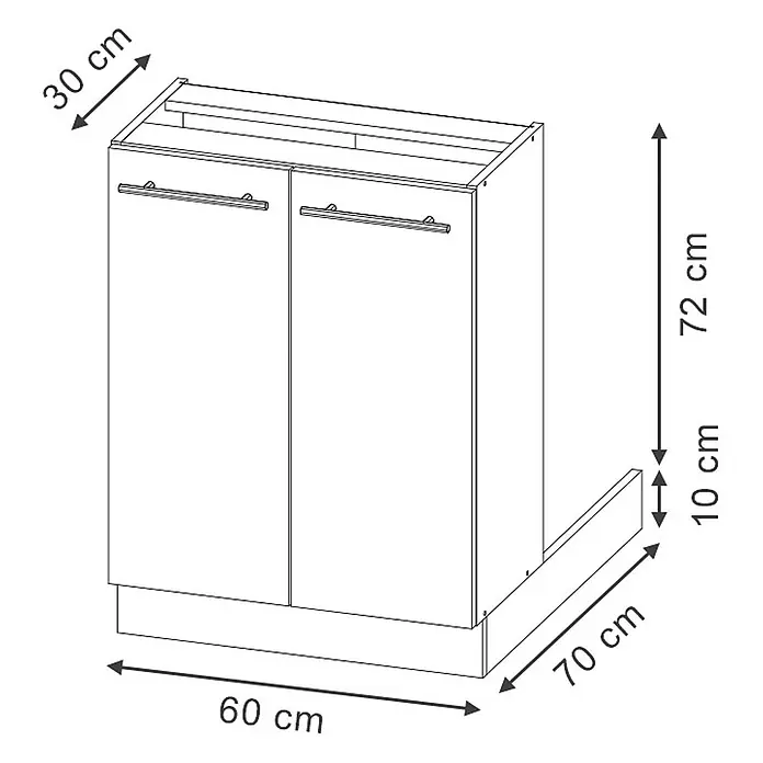 Vicco Inselküche Fame-Line Goldkraft Eiche ohne Arbeitsplatte - Goldkraft Eiche, Ohne Elektrogeräte - Zweitüriger Küchenunterschrank, 60 cm B, 72 cm H (plus 10 cm Sockel), 30 cm T. Gesamttiefe am Boden 70 cm.