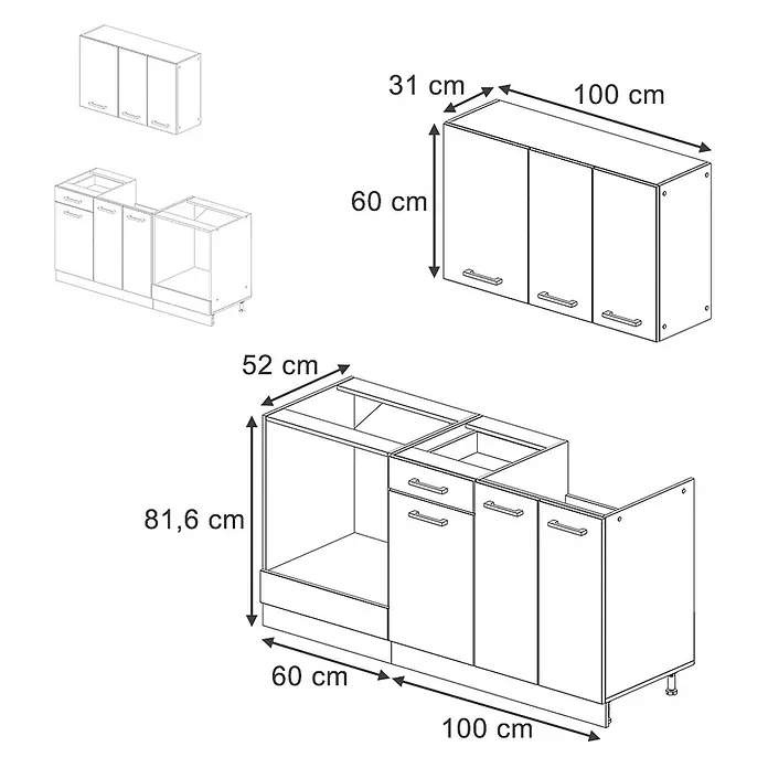 Vicco Singleküche R-Line Weiß Hochglanz mit Herdumbauschrank und Spüle mit AP - Breite: 160 cm, Weiß Hochglanz, Mit AP Eiche, mit Spüle - Modulares Küchenschrank-Set mit Hängeschränken und Unterschränken, Spülen, Schubladen und Türen.