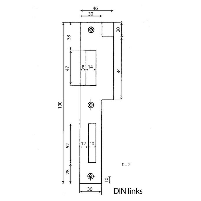 Stabilit Lappenschließblech (DIN-L, L x B: 190 x 30 mm, Hauseingangstür)