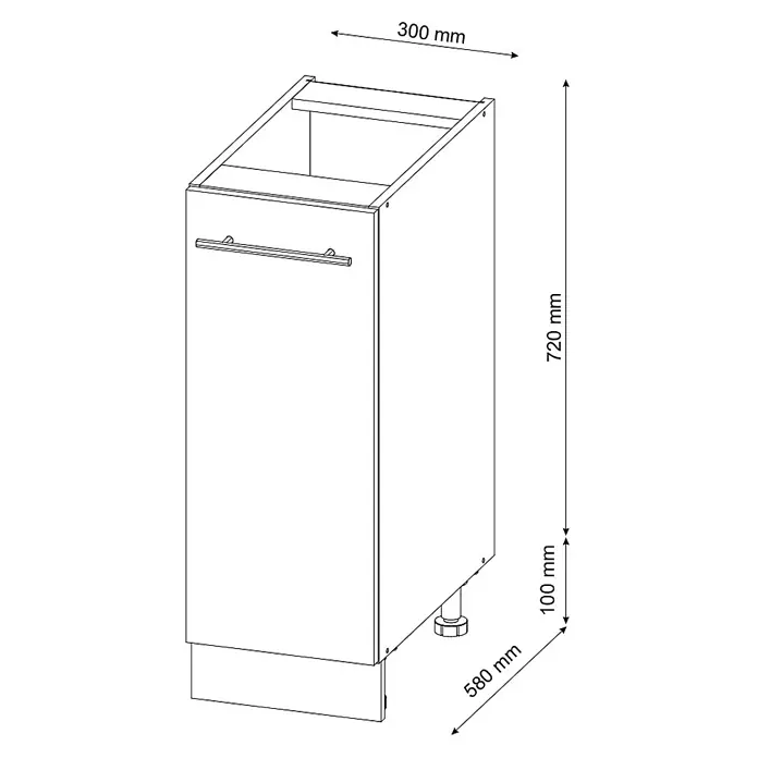 Vicco Schrankküche Fame-Line Bordeaux Hochglanz ohne Arbeitsplatte - Bordeaux Hochglanz, Apothekerunterschrank 30 cm - Küchenunterschrank mit Tür, Griff und verstellbaren Füßen. Maße: 300mm Breite, 720mm Korpushöhe, 100mm Sockelhöhe, 580mm Tiefe.