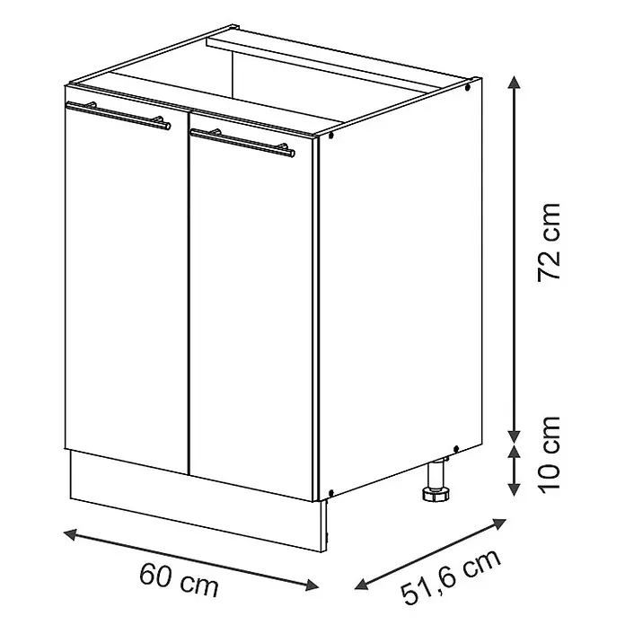 Vicco Schrankküche Fame-Line Goldkraft Eiche ohne Arbeitsplatte - Goldkraft Eiche, Unterschrank 60 cm - Zweitüriger Küchenunterschrank mit Griffen und verstellbaren Füßen, 60 cm breit, 51,6 cm tief, 82 cm Gesamthöhe.
