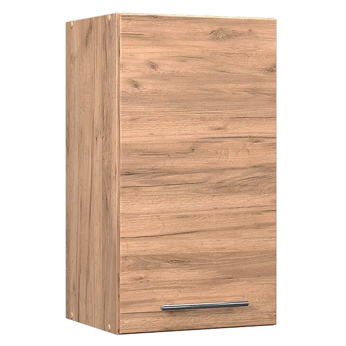 Vicco Schrankküche Fame-Line Goldkraft Eiche - Goldkraft Eiche, Hängeschrank 40 cm - Hellbrauner Wandschrank in Holzoptik mit silbernem Stangengriff.