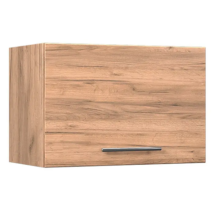Vicco Schrankküche Fame-Line Goldkraft Eiche Flach - Goldkraft Eiche, Hängeschrank 60 cm (flach) - Hellbrauner Hängeschrank in Holzoptik mit silbernem Stangengriff.