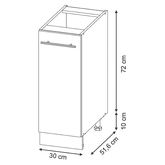 Vicco Schrankküche Fame-Line Goldkraft Eiche ohne Arbeitsplatte - Goldkraft Eiche, Apothekerunterschrank 30 cm - Küchenunterschrank mit einer Schublade, verstellbaren Füßen und Sockel.